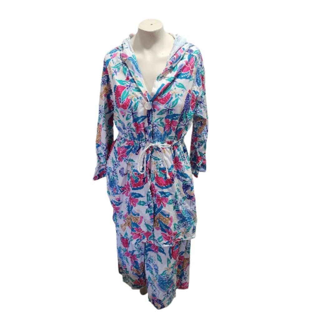 Five To Nine Vanity Fair S/M Vintage Floral Dress & Hooded Cover Up Set Cotton
